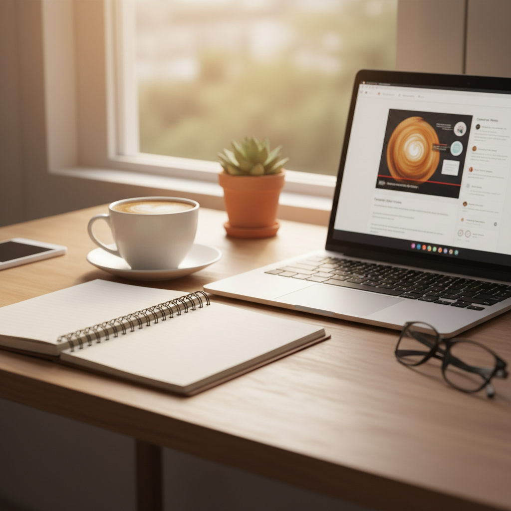 Student studying online at a desk